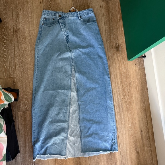 Dressed in LALA Dresses & Skirts - Dressed in LALA Light Blue Asymmetrical Denim Maxi Skirt